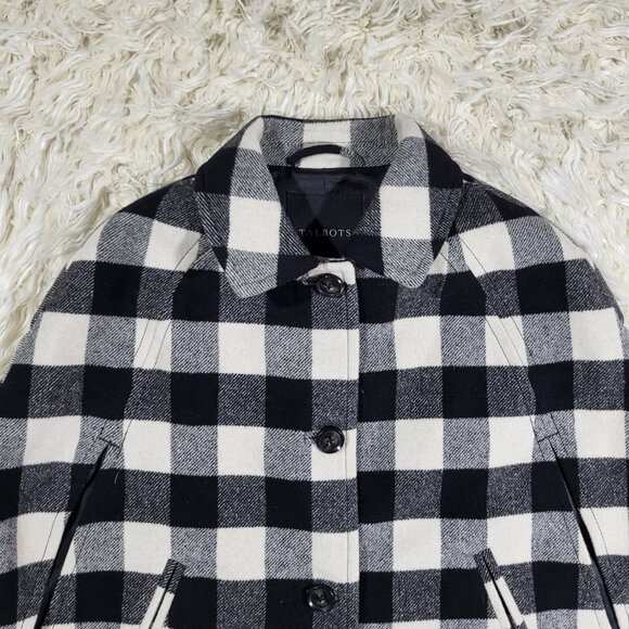 Talbots Black & White Buffalo Check Cape X-Small - Picture 2 of 15